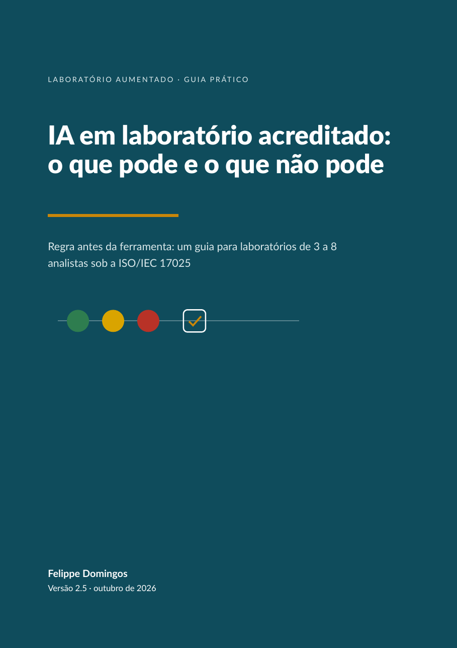 Capa do guia IA em laboratório acreditado